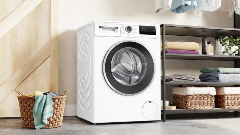 Bosch WAN2806NBY, SER4, Washing machine 8kg, A, 1400rpm, 51/72dB(A), Iron Assist, waveDrum 65l, 4 options, silver-blackgrey door