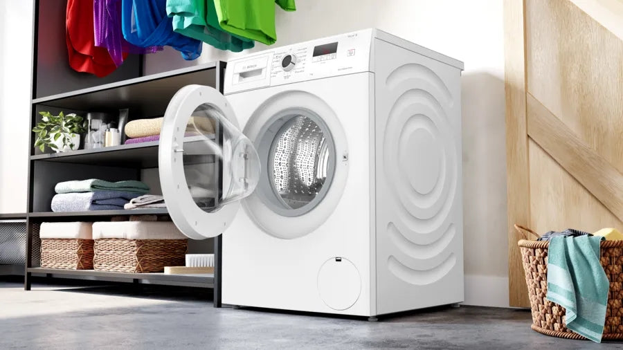 Bosch WGE02200BY, SER2, Washing machine 7kg, A, 1200rpm, 51/71dB(A), waveDrum 65l, 4 options, SpeedPerfect, Hygiene+, Jeans/dark wash, white door