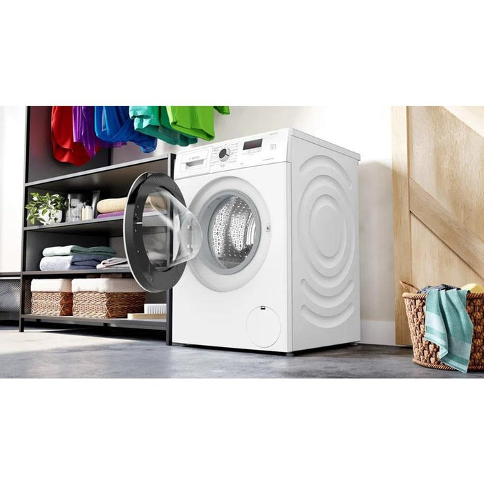 Bosch WGE03200BY, SER2, Washing machine 8kg, A, 1200rpm, 51/71dB(A), waveDrum 65l, 4 options, SpeedPerfect, Hygiene+, Jeans/dark wash, white-blackgrey door