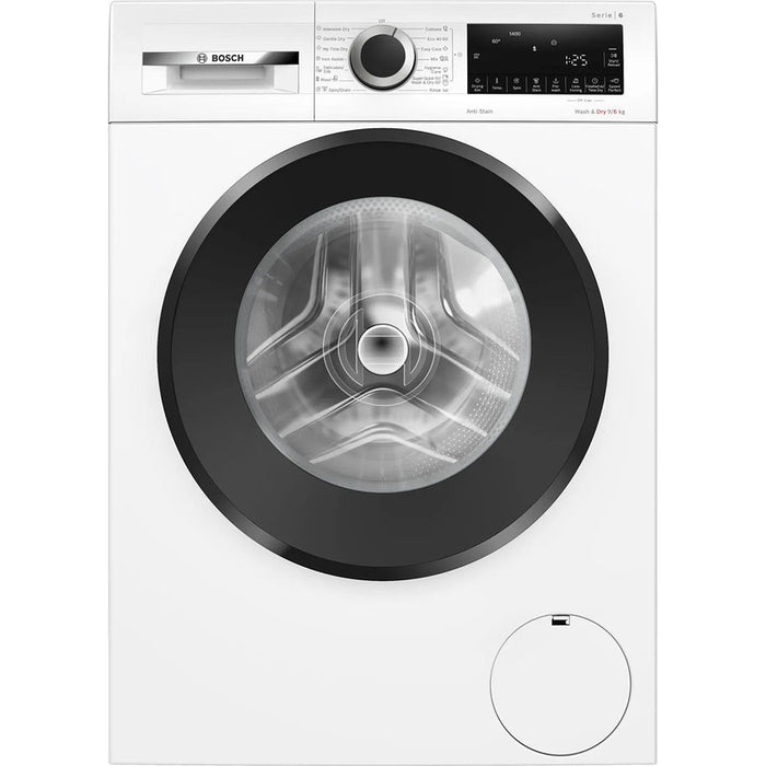 Bosch WNG24401BY SER6 Washer-dryer 9/6kg, D/A, 1400rpm, 48/70/60dB(A), waveDrum 65l, W/W+D 49/83l 3:45/8:40h, Iron Assist, waveDrum 65l, AntiStain, HygieneCare, white-black door
