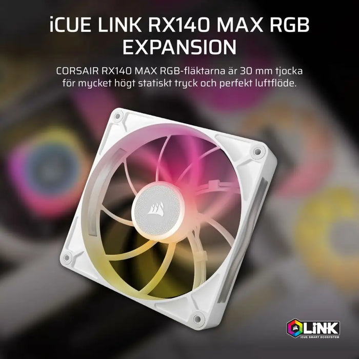 Box Ventilator Corsair CO-9051039-WW iCUE LINK RX140 RGB Max White (1 Unit) - Охлаждане<<<Компютър Мрежи и