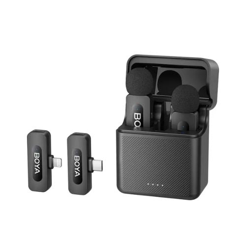 BOYA Microphone Wireless BY-V3 Combo 2.4GHz, with 2 transmitters and 2 receivers (Type-C and Lightning) Black EU