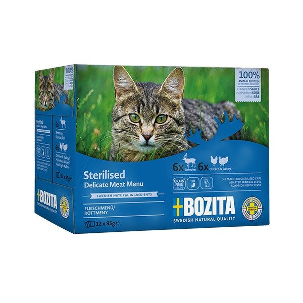 BOZITA Sterilised Delicate meat menu Box - wet cat food - 12x85g