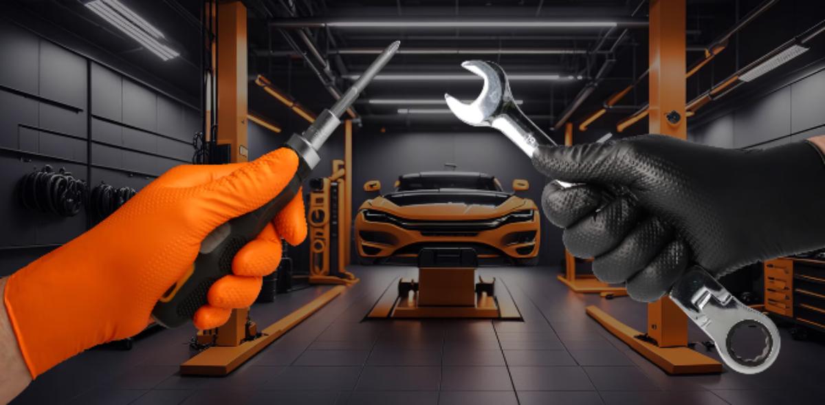NITRILE GLOVES 3D 50PCS ORANGE XL