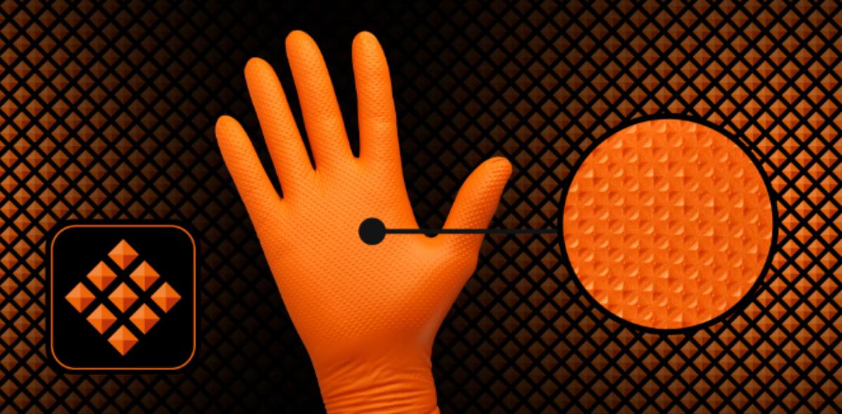 NITRILE GLOVES 3D 50PCS ORANGE XL