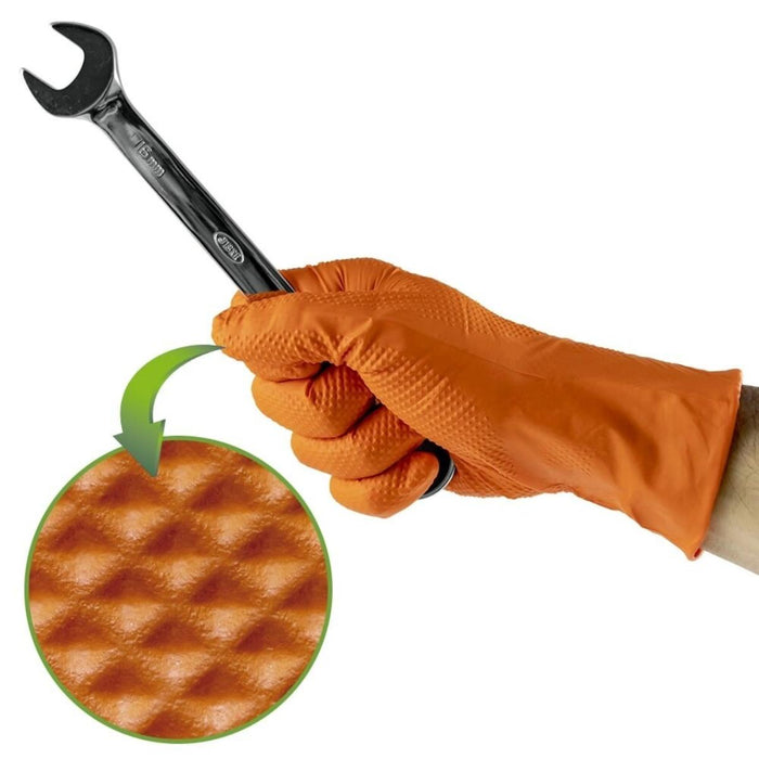 NITRILE GLOVES 3D 50PCS ORANGE XL