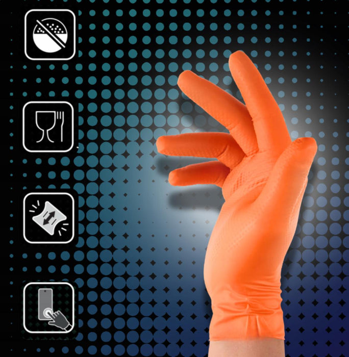 NITRILE GLOVES 3D 50PCS ORANGE XL