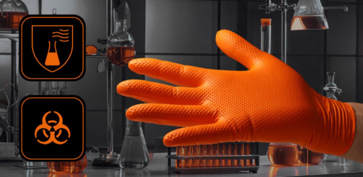 NITRILE GLOVES 3D 50PCS ORANGE XL