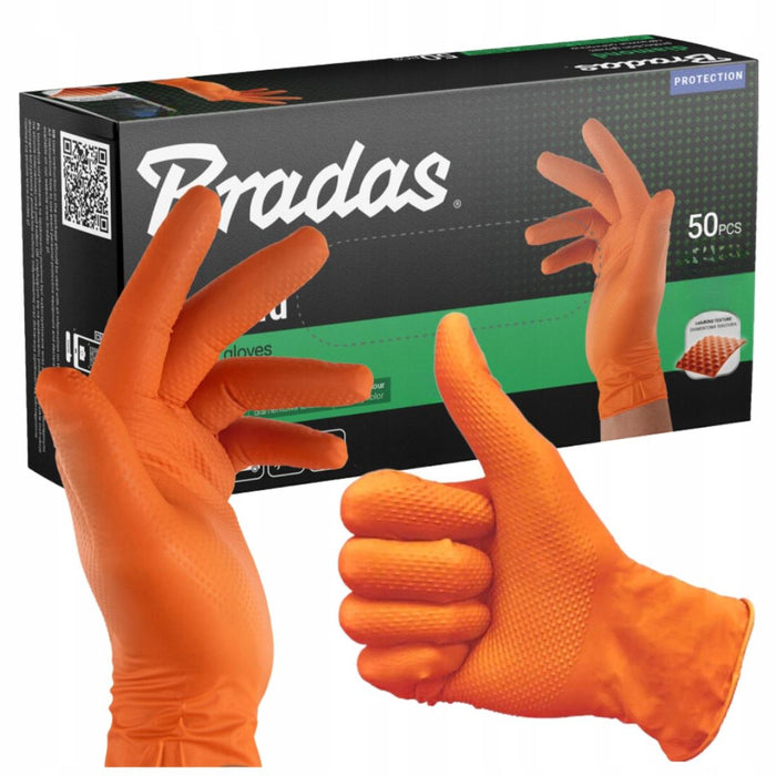 NITRILE GLOVES 3D 50PCS ORANGE XL