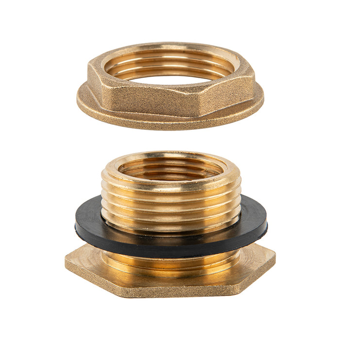 BRASS TANK CONNECTOR WITH 1″ EXTERNAL AND 3/4″ INTERNAL THREAD BRADAS BR-P34100