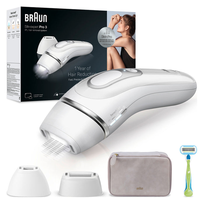 Photoepilator BRAUN SILK EXPERT PRO 3 PL3132 BATTERY OPERATED, NUMBER OF IMPULSES 300000, WHITE
