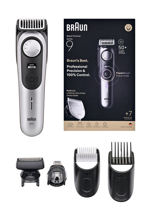 Braun BeardTrimmer 9 80789785 beard trimmer AC/Battery 20 2 cm Wet & Dry Grey