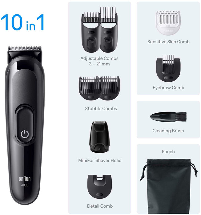Braun AIO3560 face/hair/body trimmer