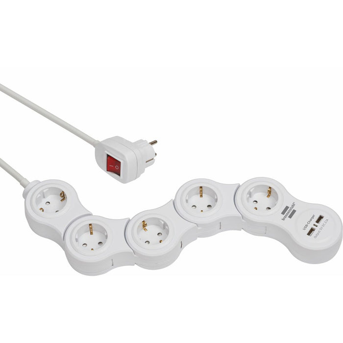 Power Socket - 5 sockets with Switch Brennenstuhl Vario-Power White 3600 W USB x 2 (1,4 m)