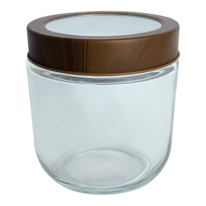 JAR WITH TRANSPARENT LID 350 ML WOOD BRIO