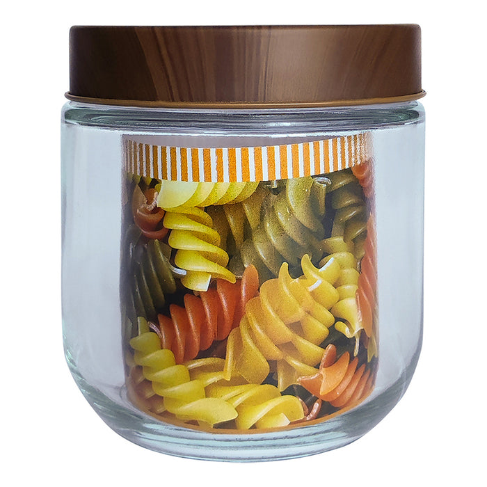 JAR WITH TRANSPARENT LID 350 ML WOOD BRIO