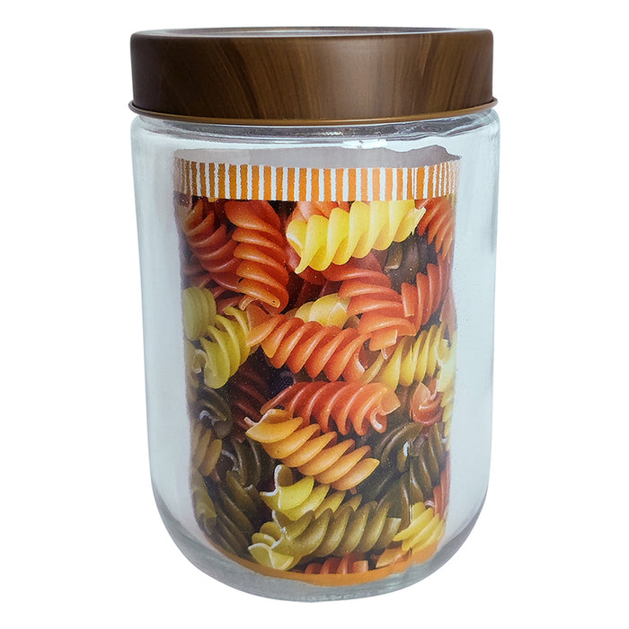 JAR WITH TRANSPARENT LID 600 ML WOOD BRIO