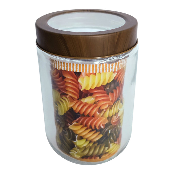 JAR WITH TRANSPARENT LID 600 ML WOOD BRIO