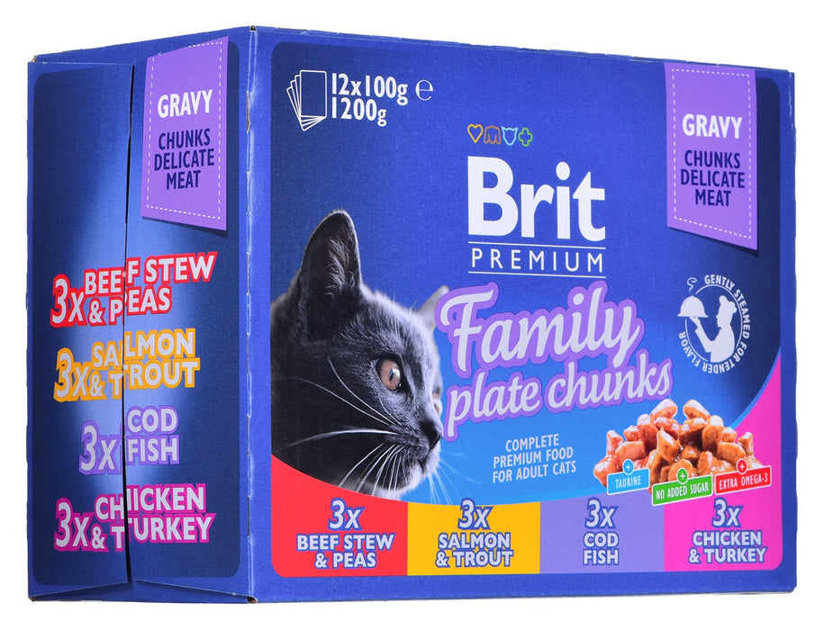 BRIT Cat Pouches Family Plate - wet cat food - 12 x 100g