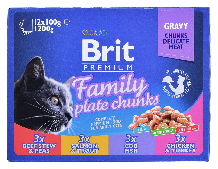 BRIT Cat Pouches Family Plate - wet cat food - 12 x 100g