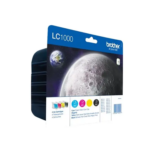 BROTHER LC-1000 ink cartridge black and tri-colour standard capacity black 500 pages colour 400 pages 4-pack blister