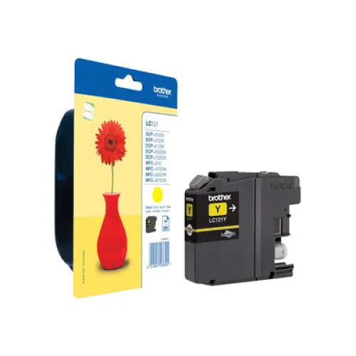 BROTHER LC-121 ink cartridge yellow standard capacity 300 pages 1-pack blister without alarm - Мастила и Мастилени