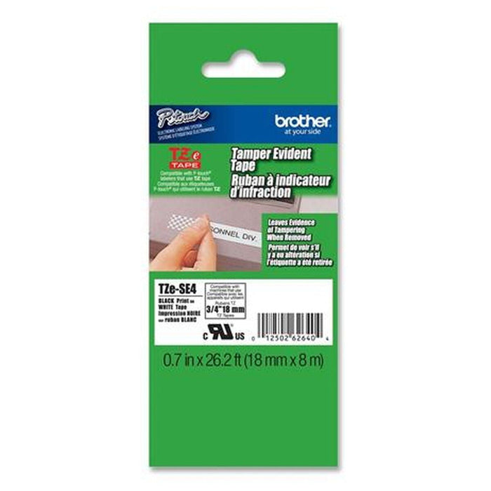 Brother TZe-SE4 Tape Black on White Security Tape 18mm - Eco - Консумативи за етикетни принтери<<<BROTHER