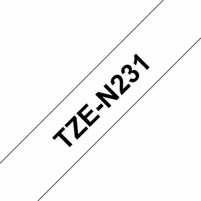 BROTHER TZEN231 12mm BLACK ON WHITE ADHESIVE TAPE NON LAMINATED - Ленти и Етикети<<<Консумативи - Принтер за