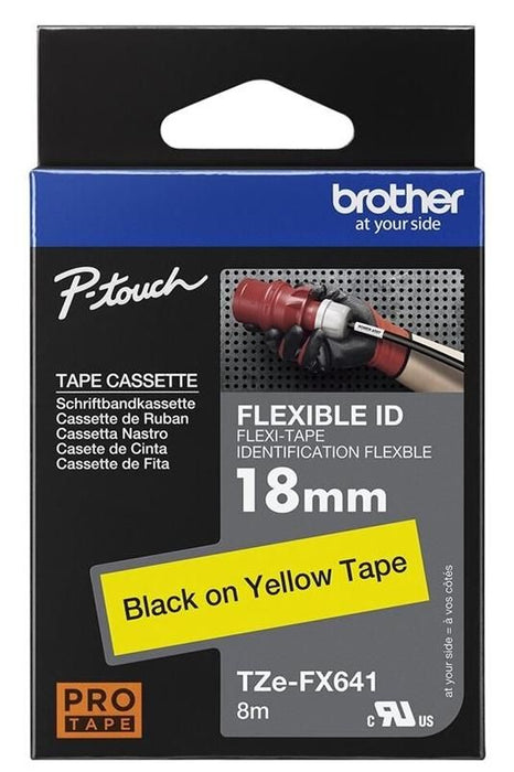 BROTHER TZEFX641 18mm BLACK ON YELLOW FLEXIBLE ID