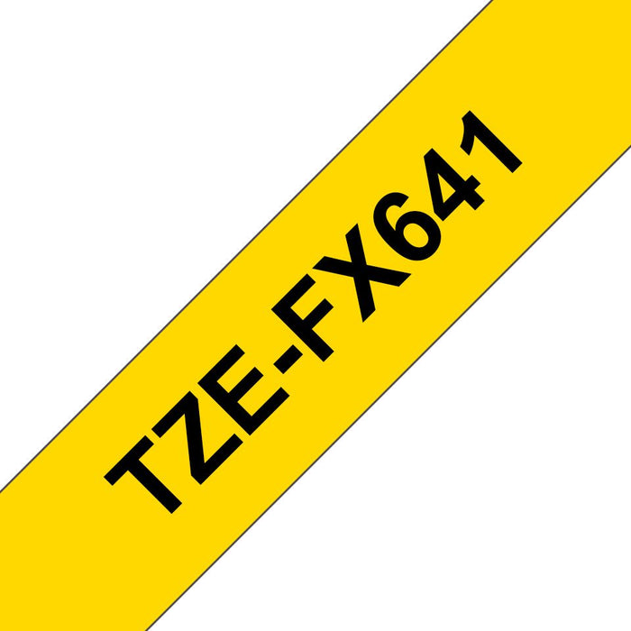 BROTHER TZEFX641 18mm BLACK ON YELLOW FLEXIBLE ID