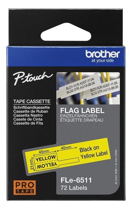 BROTHER FLe-6511 Black on White Flag Tape for Brother P-touch D800W P900W P950NW