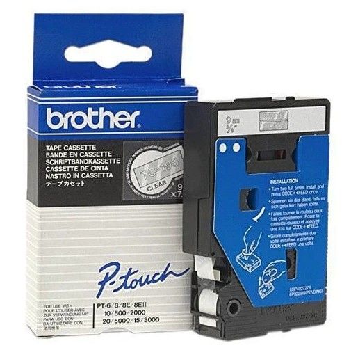 BROTHER P-Touch TC-195 white on clear 9mm