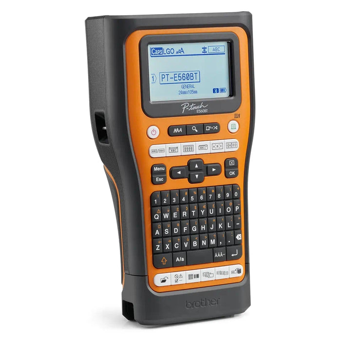 Brother PT-E560BTSP Handheld Industrial Labelling system + 1x TZEFX231, TZES241, TZES251, TZES651