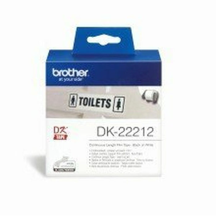 Brother DK-22212 White Continuous Length Film Tape 62mm x 15.24m, Black on White