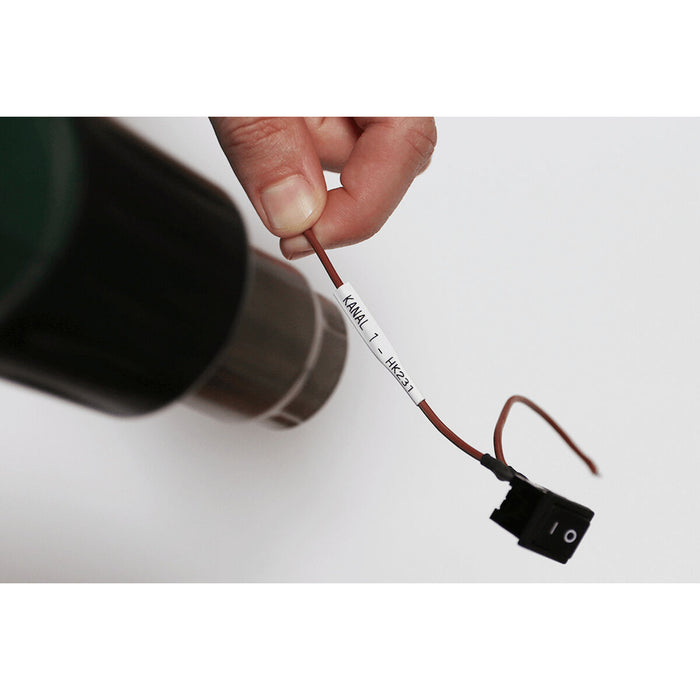 Brother HSe-221E 9mm Black on White Heat Shrink Tape