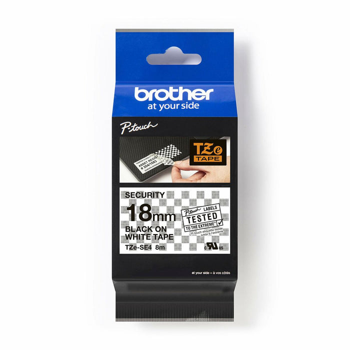 Brother TZe-SE4 Tape Black on White, Security Tape, 18mm - Eco