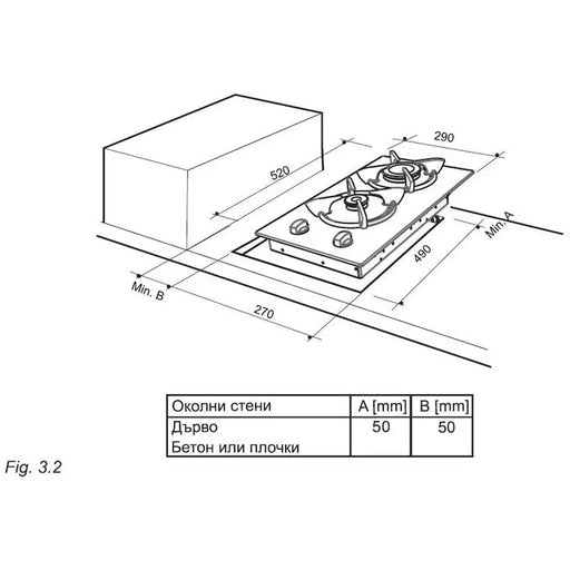Built-in gas hob Crown VCG 30S/VCG 32S Gas - Газови плотове<<<Плотове<<<Уреди за вграждане<<<ZoraSite