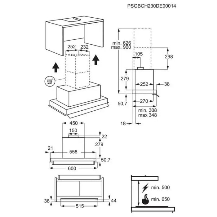 Built-in hood AEG 6000 Hob2Hood GDE686HB 60 cm - Аспиратори за пълно вграждане<<<Абсорбатори за вграждане<<<Уреди за
