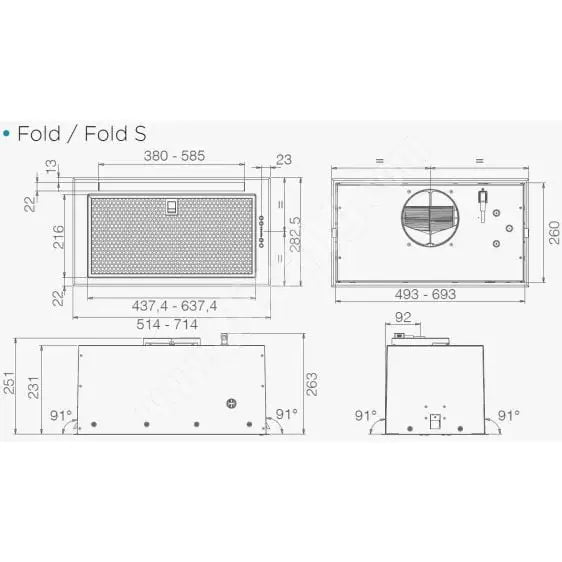 Built-in hood ELICA Fold GR 72 - Аспиратори за пълно вграждане<<<Абсорбатори за вграждане<<<Уреди за