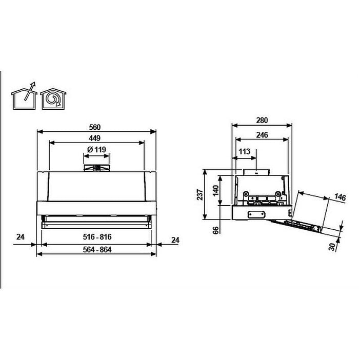 Built-in hood Whirlpool WSK64FLSX - Абсорбатори Пълно вграждане<<<Абсорбатори за вграждане<<<Уреди за