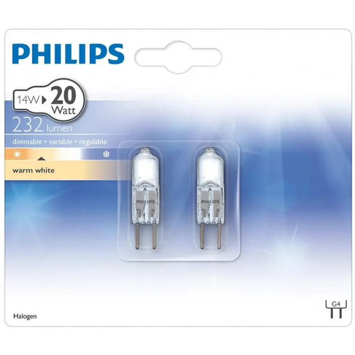 Bulb Philips Halogen amp 14 = 20W/2BL 12V G4 - Крушки<<<Дом и градина<<<TechMart