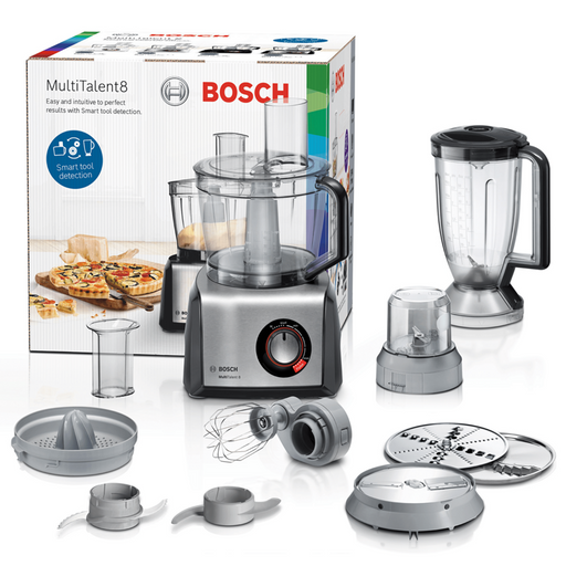 BOSCH MC812M844 Food processor MultiTalent 8 1250 W add.Tritan blender Citrus press Dough Tool Whisk Black -Brushed