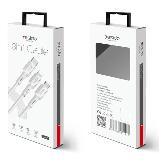 CABLE 3 IN 1 IPHONE / MICRO USB / USB-C YESIDO - Други автоаксесоари<<<Авто интериор<<<Авто и вело<<<Praktiker