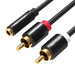 Cable Audio 3.5mm Female to 2x RCA Male Vention VAB-R01-B200 2m Black - Audio cables<<<Audio<<<InnproXML