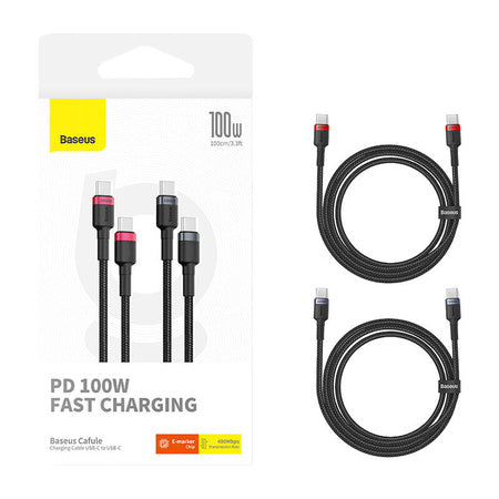 Cable Baseus Cafule USB-C to USB-C 100W,2m 2psc (Red Black Grey Black) - USB-C to USB-C<<<USB cables<<<GSM