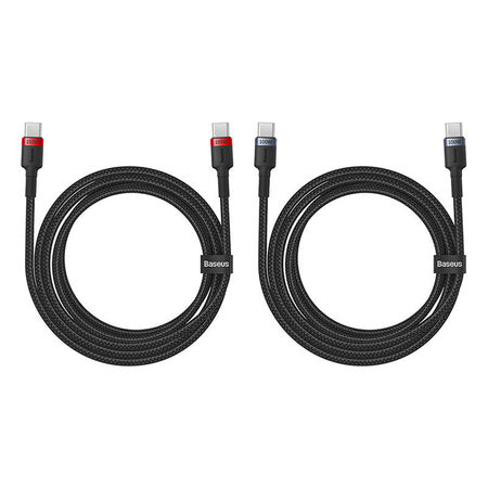 Cable Baseus Cafule USB-C to USB-C 100W,2m 2psc (Red Black Grey Black) - USB-C to USB-C<<<USB cables<<<GSM