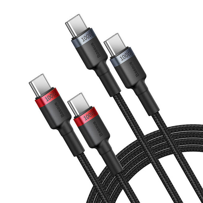 Cable Baseus Cafule USB-C to USB-C 100W,2m 2psc (Red Black Grey Black) - USB-C to USB-C<<<USB cables<<<GSM