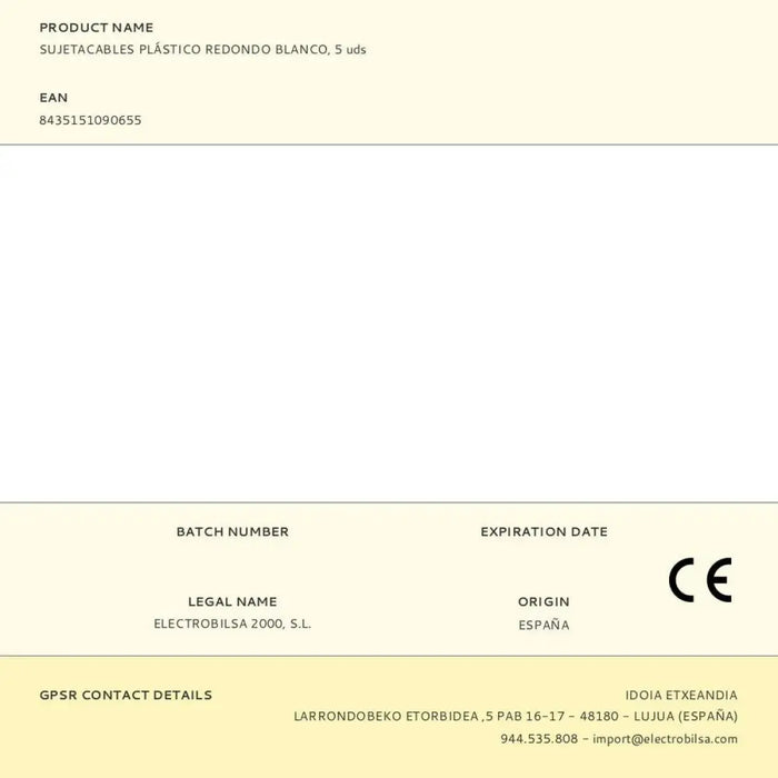 Cable holder F-line White Plastic 5 Units - Компютър Мрежи и компоненти<<<Компютри| Електроника<<<BigBuy&&&Окабелени