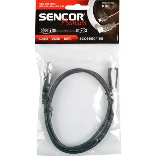Cable Sencor SCO 512-008 USB A/M-Micro B 0.8m - Кабели<<<Периферия<<<Компютри и периферия<<<TechMart