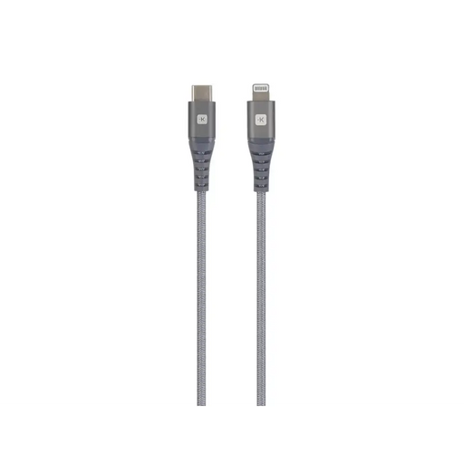 Cable Skross USB-C - Lightning Metal braid 1.20 m Grey - Кабели за мобилни
